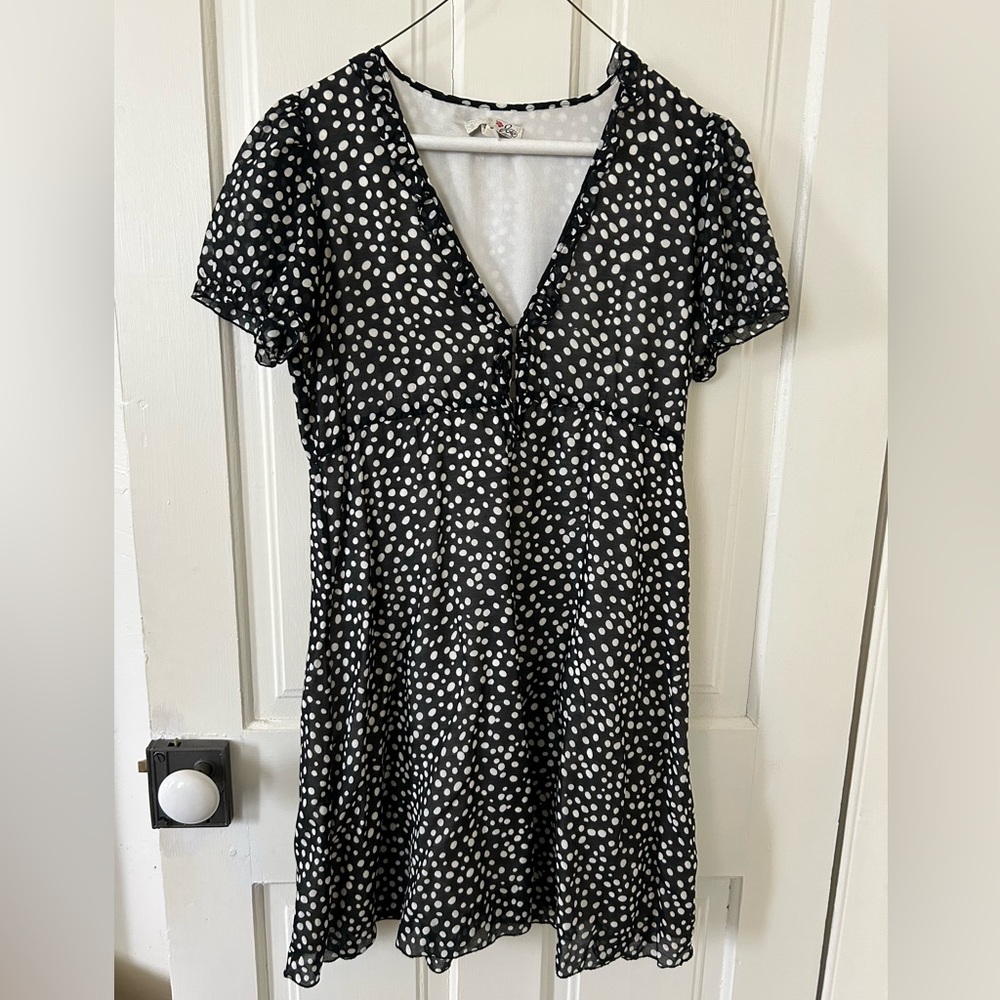 JOIE vintage black and white summer dress size small silk and cotton